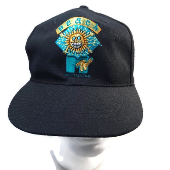 BEACH MTV Baseball Hat Snap back Mens Black Summer - Picture 1 of 7